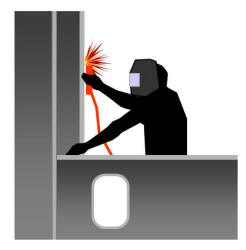 Diagram: Illustration of hooded welder performing hot work