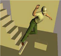 Man falling down stairs