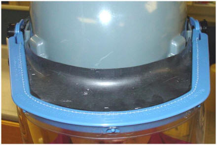 Blue saftey shield prototype welders mask