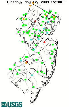 Thumbnail map of current streamflow conditions