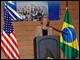 Secretary Spellings speaks at the AmCham Business luncheon at the Hotel Unique in Sao Paulo, Brazil.