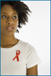 Woman with HIV AIDS Ribbon on