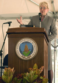 Phyllis Johnson addresses the audience