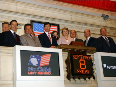 Secretary Spellings rings the Opening Bell™ of the New York Stock Exchange in New York, NY.  She was joined on the bell platform by business leaders and members of the NYSE.