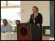 Secretary Spellings speaks to guests at Nome Beltz Junior/Senior High School in Nome, Alaska.