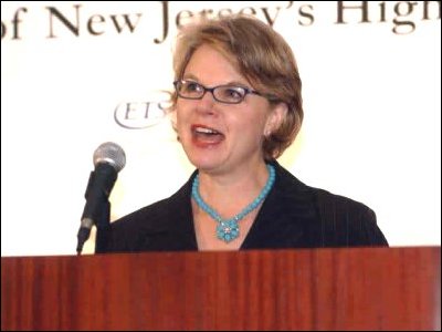 Secretary Spellings delivers remarks on <cite>No Child Left Behind</cite>, high school reform, and American competitiveness to business and education leaders at Fairleigh Dickinson University in Madison, New Jersey on Feb. 22, 2006.