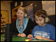 Secretary Spellings works with students on a communications project at the STARBASE program at Wright-Patterson Air Force Base.