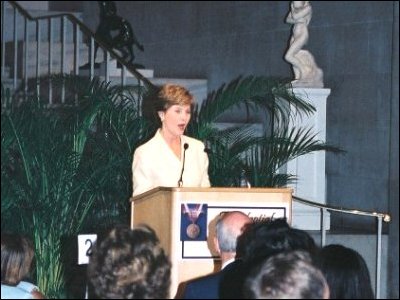 Mrs. Bush speaks to Presidential Scholars and Teachers at the Teacher Recognition Dinner.
