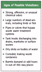 Signs of Possible Environmental Violations link to Report a Violation