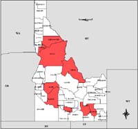 Map of Declared Counties for Disaster 1341