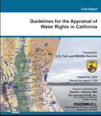 Guidlines for the Appraisal of Water Rights in California DSM. Guide available in portable document format and may not be readable for certain assisted reading programs. To obtain a copy of this guide contact (916) 414-6464. 