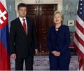 Date: 05/07/2009 Description: Remarks by Secretary Clinton and Slovak Foreign Minister Miroslav Lajcak before their meeting. State Dept Photo