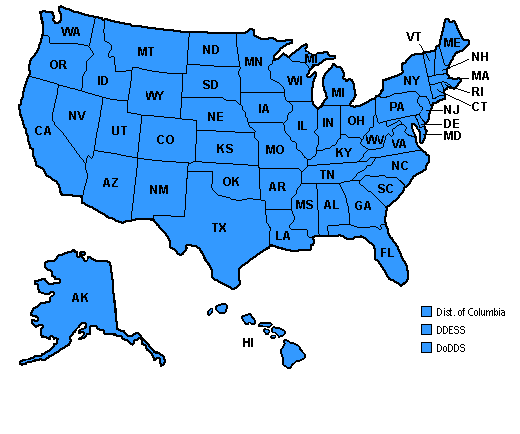 Clickable map of the U.S. and jurisdictions participating in the NAEP 2002 Mathematics State Assessment