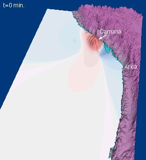 tsunami at t=0 min.