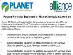 Quick Card: PLANET’s Personal Protective Equipment for Mixing Chemicals in Lawn Care