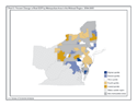 Graph of Percent Change in Real GDP by Metropolitan Area in the Mideast Region, 2004-2005