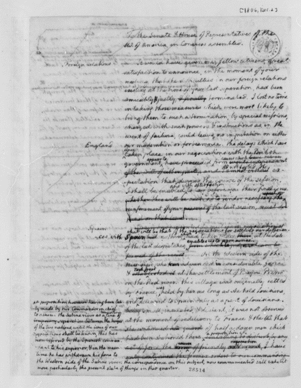 Image 12 of 1097, Thomas Jefferson to Congress, December 2, 1806, Dr