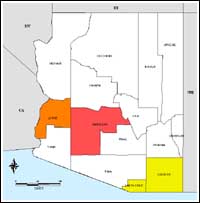 Map of Declared Counties for Disaster 1347