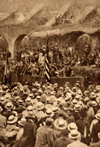 A crowd outside the Coliseum in Rome, Italy