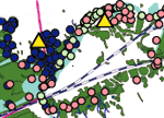 Graphic showing GIS data in a watershed project.