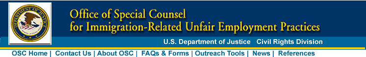Office of Special Counsel for Immirgration-Related Unfair Employment Practices Banner