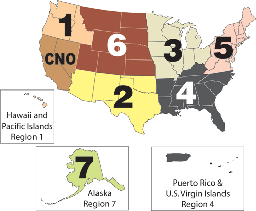 map of USFWS regions