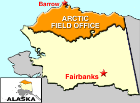 Map of the portion of Alaska where the Arctic Field Office manages public lands.