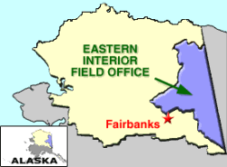 Map showing the portion of Alaska managed by the Eastern Interior Field Office