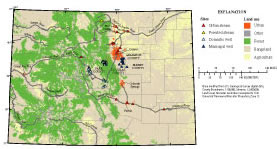 Map of Stream Sampling Sites in Colorado
