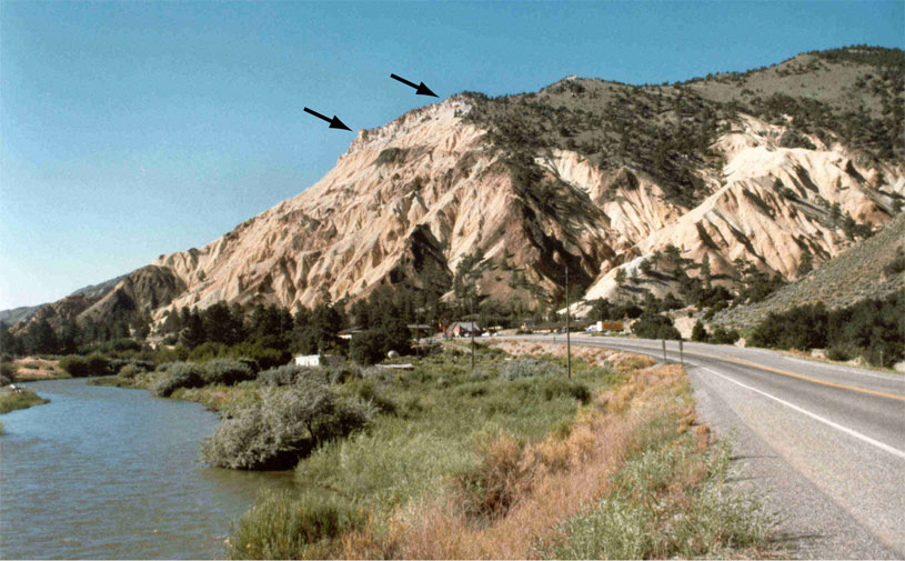 Figure 58. View of Big Rock Candy Mountain looking south along Marysvale Canyon.