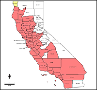Map of Declared Counties for Disaster 1203