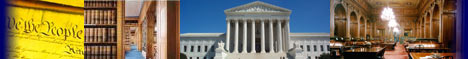 Photos of the U.S. Constitution, the Supreme Court building, and the Supreme Court Law Library