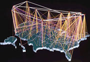 Visualization of the NSFNET T1 backbone in 1991