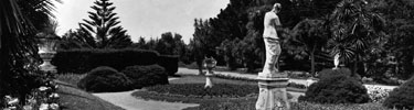 photo of historic Sutro garden with statue.