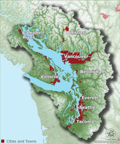 Overview map of Puget Sound Georgia Basin