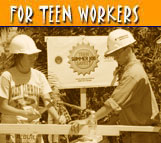 Teen Workers: Teen workers from John Carroll High School in Ft. Pierce, Fla., demonstrate safe work practices at a construction site.