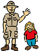 Illustration of a Park Ranger with a  girl
