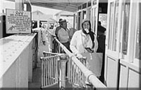 Mexicans entering the United States. United States immigration station, El Paso, Texas 