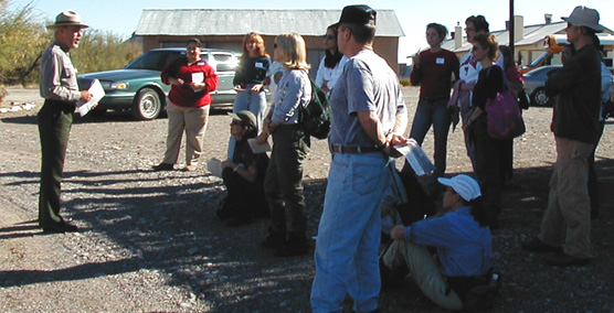 Park ranger leads teachers in a discussion about Big Bend's cultural resources.