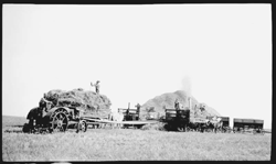 threshing with tractor