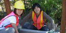 Volunteers from Japan working on the Kautz boardwalk accessible trail.