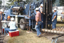 U.S. Environmental Protection Agency scientists collected aquifer-material samples using an anaerobic chamber as part of a study of the natural attenuation of trichloroethylene (TCE) at Picatinny Arsenal, NJ