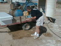 USGS scientist measuring on-site parameters of ground water samples at Edwards Air Force Base, California