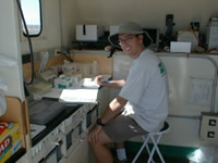 USGS scientist working in the mobile laboratory truck at Edwards Air Force Base, California 