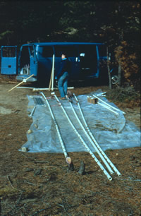 Multilevel monitoring wells being prepared for installation prior to a large-scale natural-gradient tracer test above a plume of sewage-contaminated ground water
