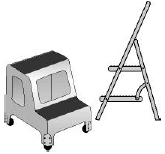 Use a step stool to reach items on the top of pallets or on high shelves