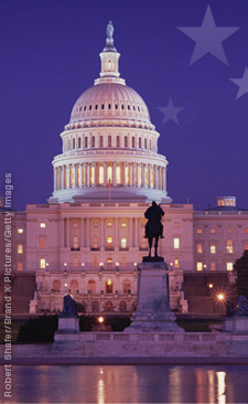 United States Capitol building at night