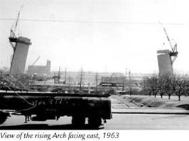 View of the rising Arch facing east, 1963