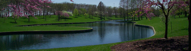 Lagoon on the Gateway Arch grounds in spring