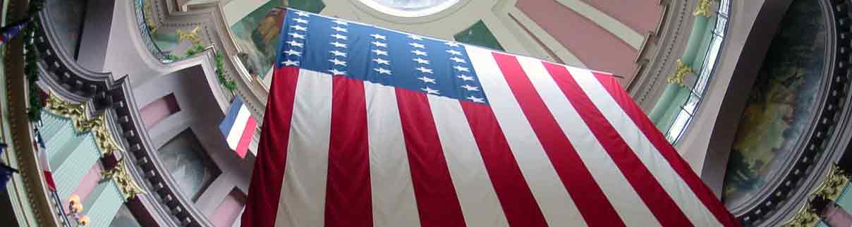 Garrison flag hung inside Old Courthouse Dome